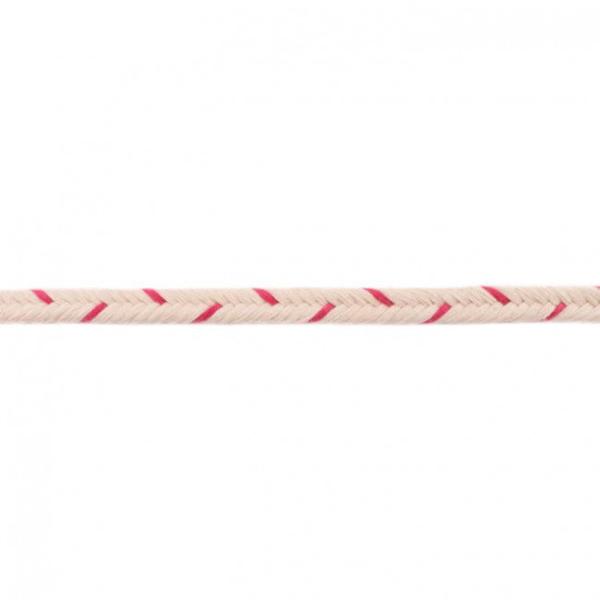 Baumwollkordel Ø 10mm Fischgrätmuster Pink/Creme